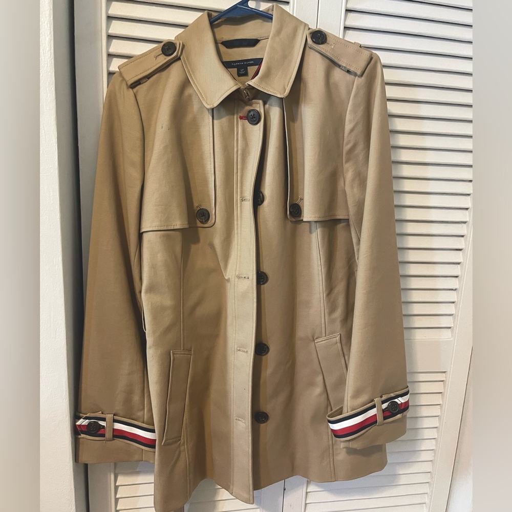 NWOT Tommy Hilfiger Woman’s Tan Trench-Style Jacket Cotton Blend Sz S/P